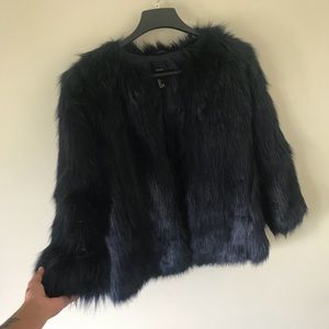 Dark blue faux fur coat